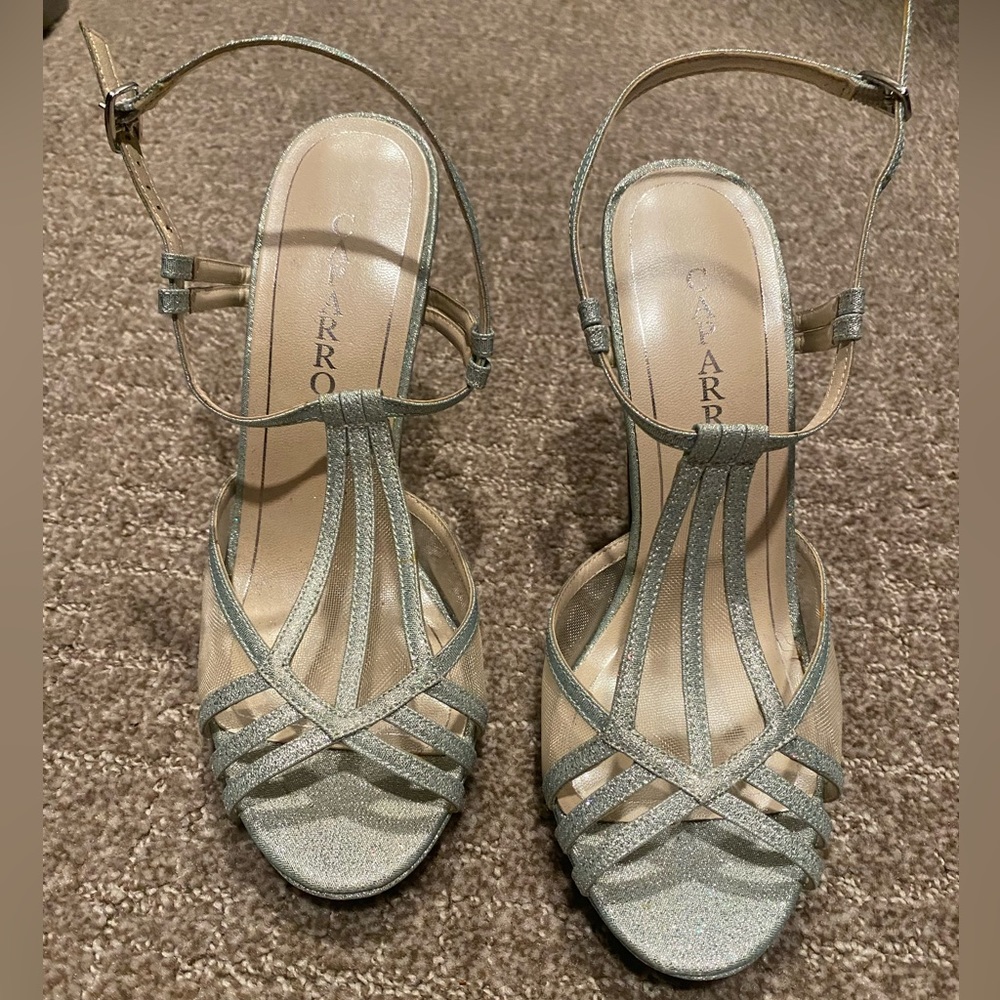 Size 8 Caparros teal sparkly blue with mesh strappy sandals